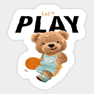 bear playing basketball : Lets play quote Sticker